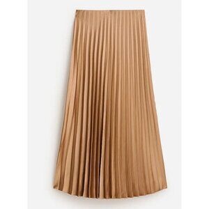 J. Crew Camel Pleated Midi Skirt